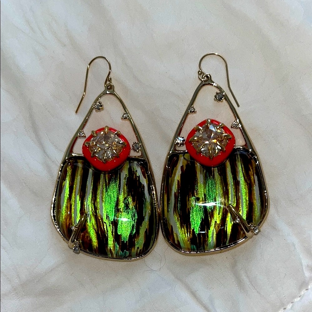 RARE Alexis Bittar Lucite Teardrop Gold Earrings - Picture 3 of 11